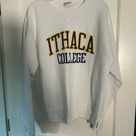 Ithaca College white sweatshirt, size Large, - Picture 1 of 2
